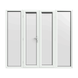 2390mm x 2090mm - White uPVC French Doors with Wide Side Panels