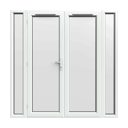 2090mm x 2090mm - White uPVC French Doors with Narrow Side Panels