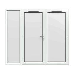 2390mm x 2090mm - White uPVC French Doors with Wide Side Panel