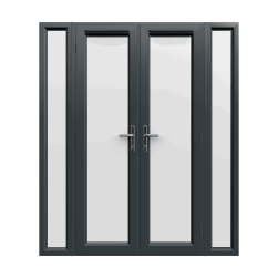1790mm x 2090mm - Grey-on-White French Doors with Narrow Side Panels